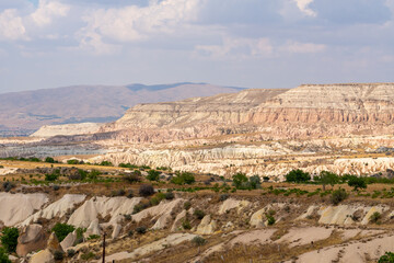 Volcanic rock formations landscape in Cappadocia, place of residence of ancient Christians