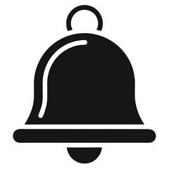 A solid black bell with a rounded top sits centered on a white background