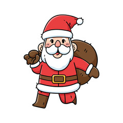 Simple Santa Claus Outline Character Vector Drawing with Black Belt Detail for Web Icon Use