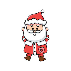 Festive Santa Claus Outline Vector Illustration Waving with Both Hands for Christmas Party Flyer