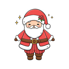 Santa Claus Outline Portrait Vector Drawing with Winking Eye for Festive Christmas Marketing Design