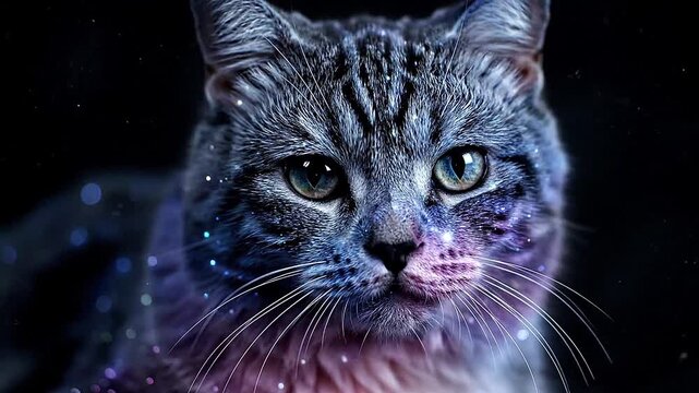 Cat with fur patterned like galaxies  