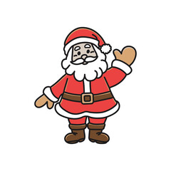 Cute Santa Claus Outline Character Holding Green Gift Bag for Christmas Deliveries and Shopping