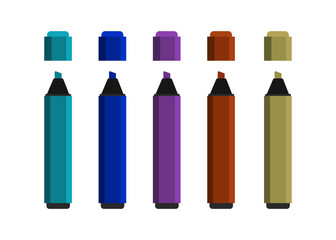 Colorful marker pens set. Highlighter pencil for school or kids