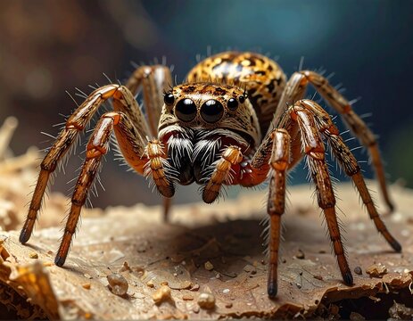 Close-up of a spider on wood