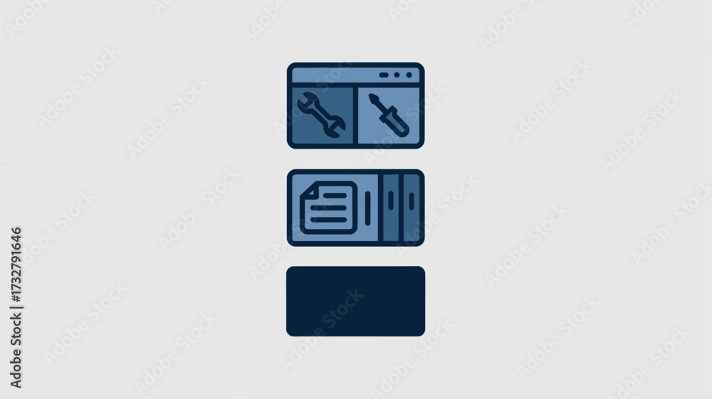 Wall mural Stack of website and document icons minimalist vector illustration for software development isolated on white background