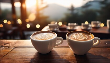 Fototapeta premium Cups Of Coffee On Table