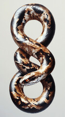 Obraz premium Ouroboros tattoo design, hyper-realistic snake skin, metallic sheen.