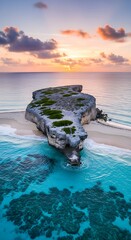 Stunning Coastal Rock Formation at Sunset.
