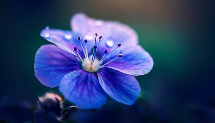 Close Up Of A Beautiful Small Blue Purple Flower