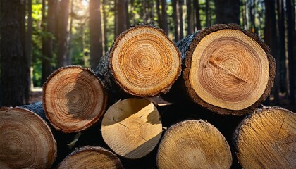 Stack Of Logs In The Forest