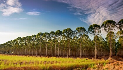 Eucalyptus Tree Plantation Landscape For Background