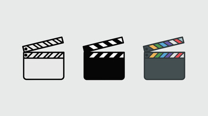 Naklejka premium Set of movie clapperboard icons flat vector illustration for film production and cinema isolated on white background