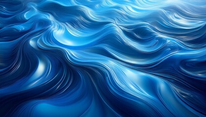 Abstract Portrayal Of Water Dynamics With Smooth Textures And Vibrant Blue Hues Captured In Flowing Patterns From A Tranquil Environment Generative Ai