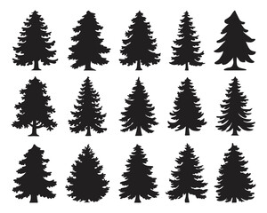 Obraz premium Pine Tree Silhouette Vector Pack