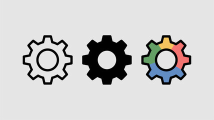 Obraz premium Set of gear icons simple flat vector design element isolated on white background for app and web design