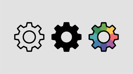 Set of gear icons simple flat vector design element for web and mobile apps isolated on white background