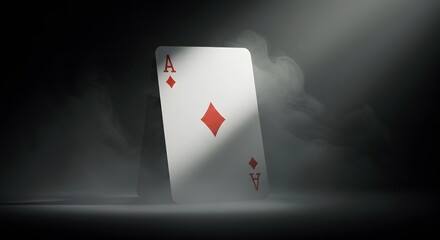 Ace of Diamonds playing card in a smoky environment