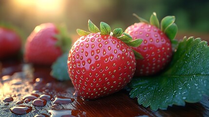 Fresh strawberries closeup