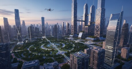 Obraz premium city skyline building