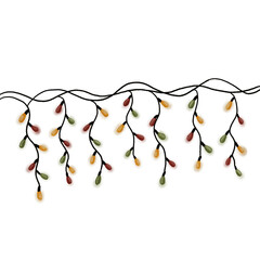 Cozy hand drawn Christmas garland with lights for festive projects