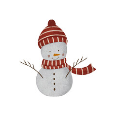 Cozy hand drawn snowman for festive holiday design