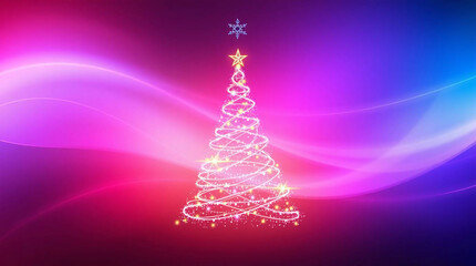 An electronic Christmas tree created with generative AI technology, seamless color blending, artistic lighting
