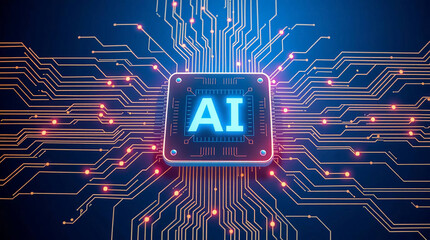 AI Chip Artificial Intelligence Circuitry and Futuristic Technology