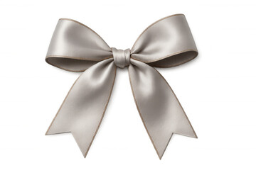 Silver satin ribbon bow celebrating special moments, decorating gifts, offering elegance and festivity with transparent background