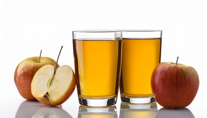 Glasses Of Fresh Apple Juice On White Background