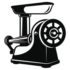 Traditional food grinder silhouette shows a simple design with classic kitchen appliance aesthetics in black