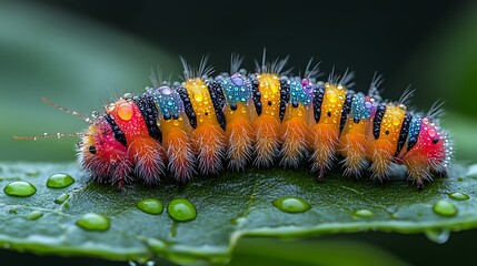 Colorful caterpillar on a leaf