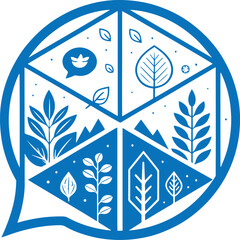 Eco Communication Speech Bubble with Nature and Sustainability Symbols
