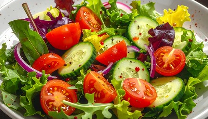 Fresh mixed greens salad with vegetables