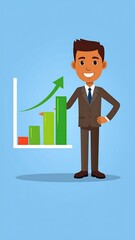 Businessman presenting a positive growth chart