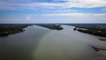 Rivers Biya and Katun merging point near Biysk town, Altai, Russia, 
