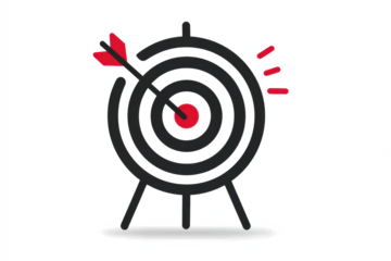 Illustration of a target with an arrow hitting the bullseye, representing success.