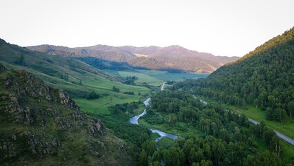 River Biya view near Artybash village, Altai, Russia