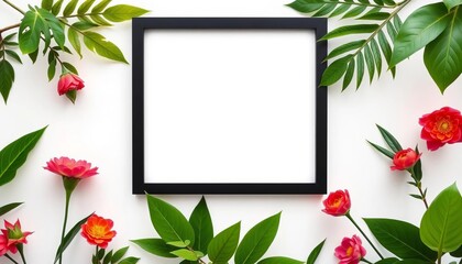Sleek, minimalist black picture frame isolated on white background,  matte,  simple