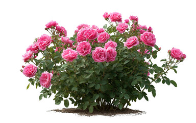 Obraz premium Pink Rose Bush with Many Blooms isolated on a transparent background