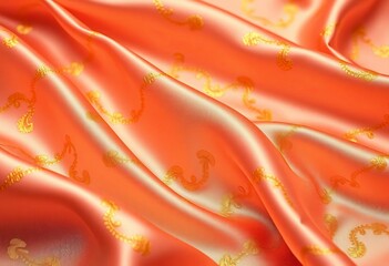 Intricate woven silk with gold thread, subtle sheen, rich colors, background, design