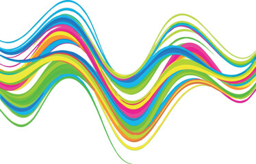 Create Vector abstract colorful flowing wave lines isolated on white background. Design element for technology, science, music or modern concept.
