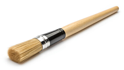 paintbrush isolated on white background, wooden artist painting brush, oil painting paintbrush