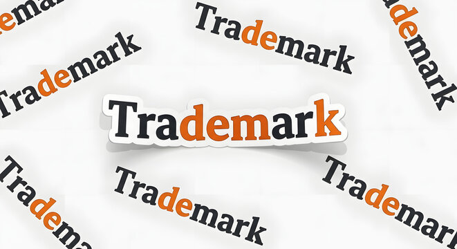 Sticker with the word trademark over a white background, paper sticker