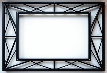 Sleek black metal wall frame, geometric design,  black,  elegant