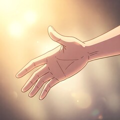 Outstretched helping hand, anime style illustration of support and hope.

