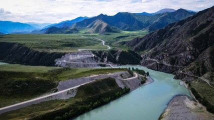 Scenic view River Katun near Inya village, Altai, Russia