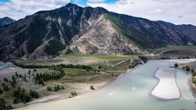 Scenic view River Katun near Inya village, Altai, Russia