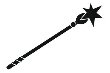 Elegant black scepter featuring a radiant star adornment is prominently displayed against a bright backdrop