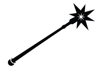 Solid black silhouette features a magic wand with starburst at its end